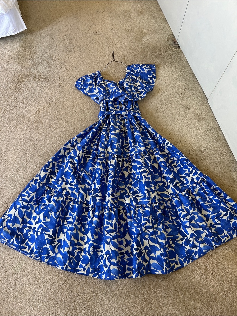 Blue Floral Off-Shoulder Maxi Dress - Picture 5 of 5